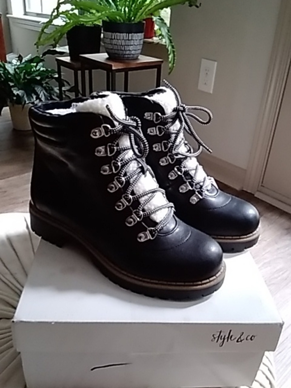 NEW.... Style & Co... Lace-Up Lug Sole Booties